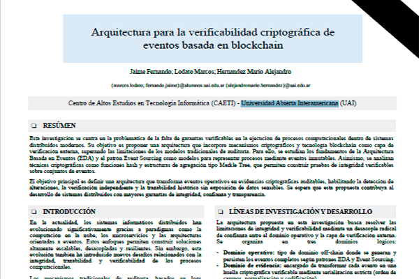 Arquitectura para la Verificabilidad Criptográfica de Eventos Basada en Blockchain